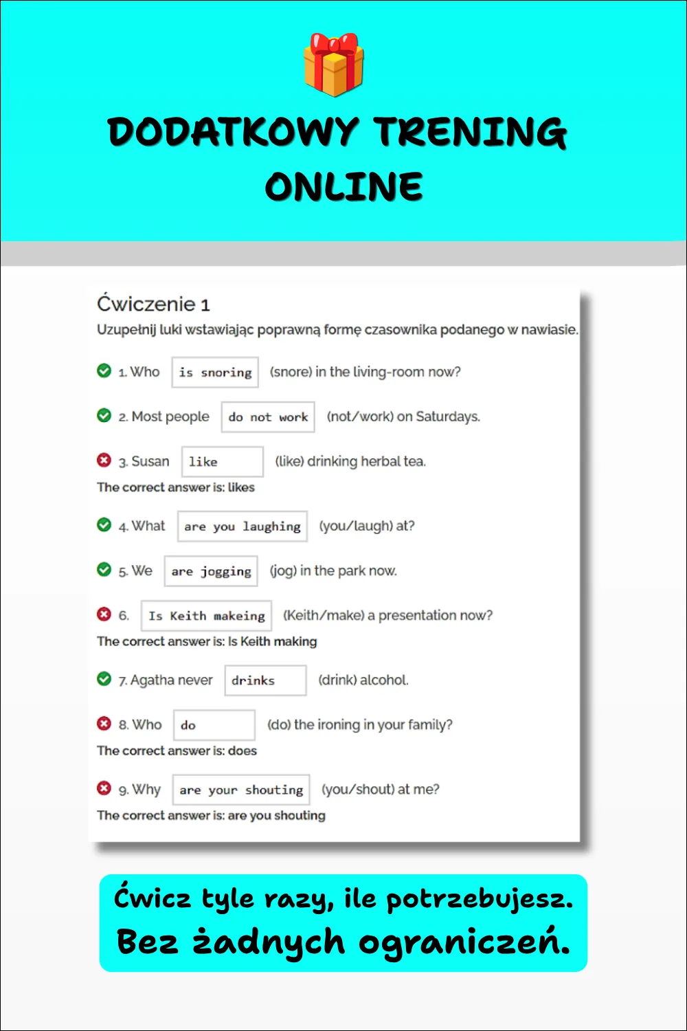 Cool English Grammar Repetytorium cz.2 - dodatkowy trening online