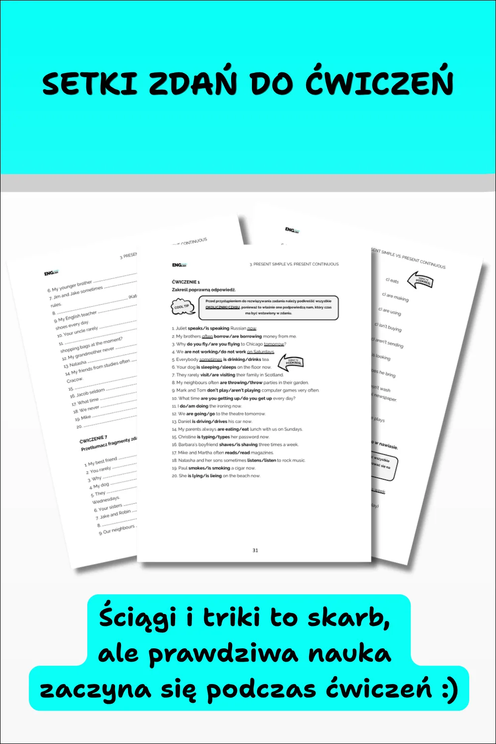 Cool English Grammar Repetytorium cz.2 - setki zdań do ćwiczeń.