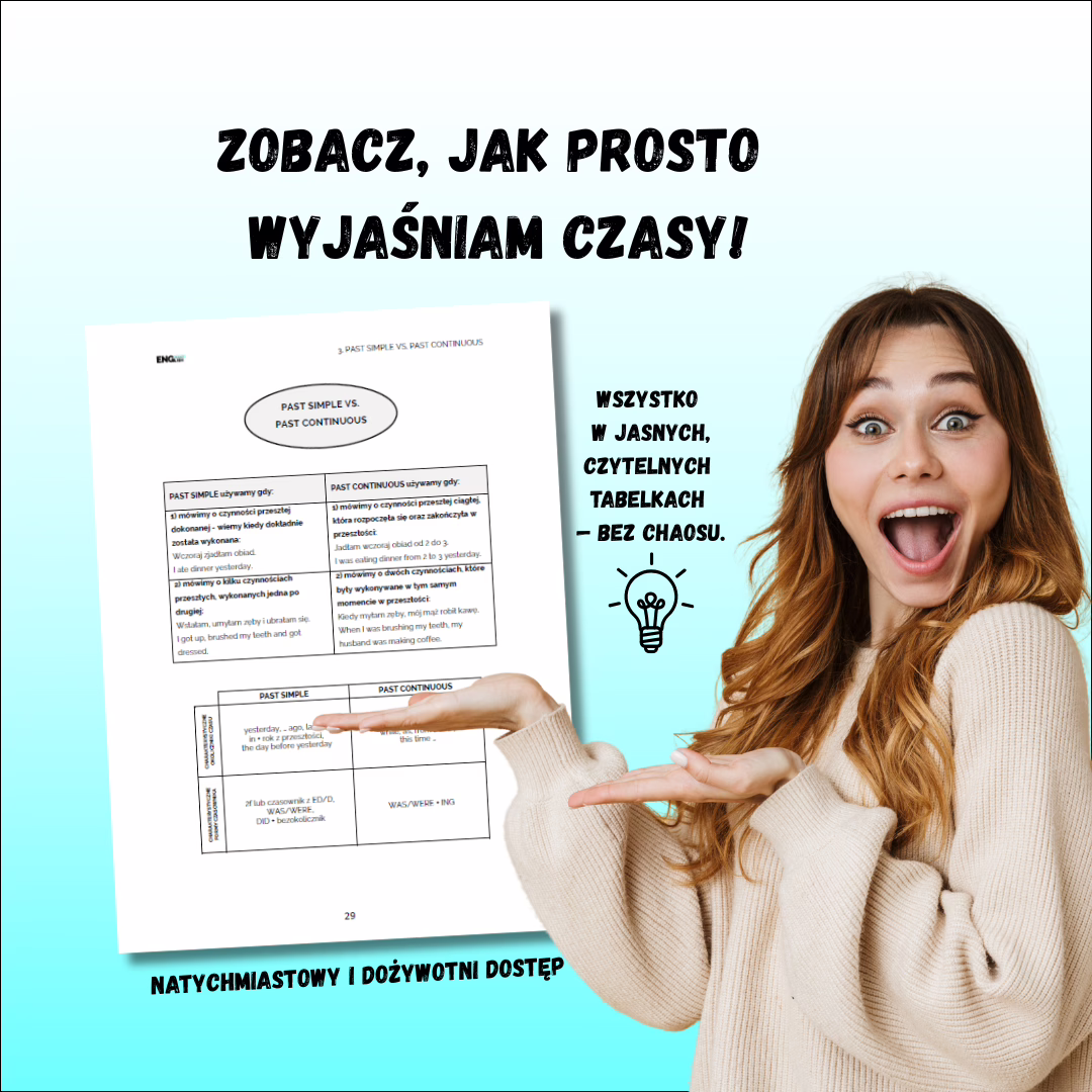 Tabelka zestawiajaca Past Simple i Past Continuous