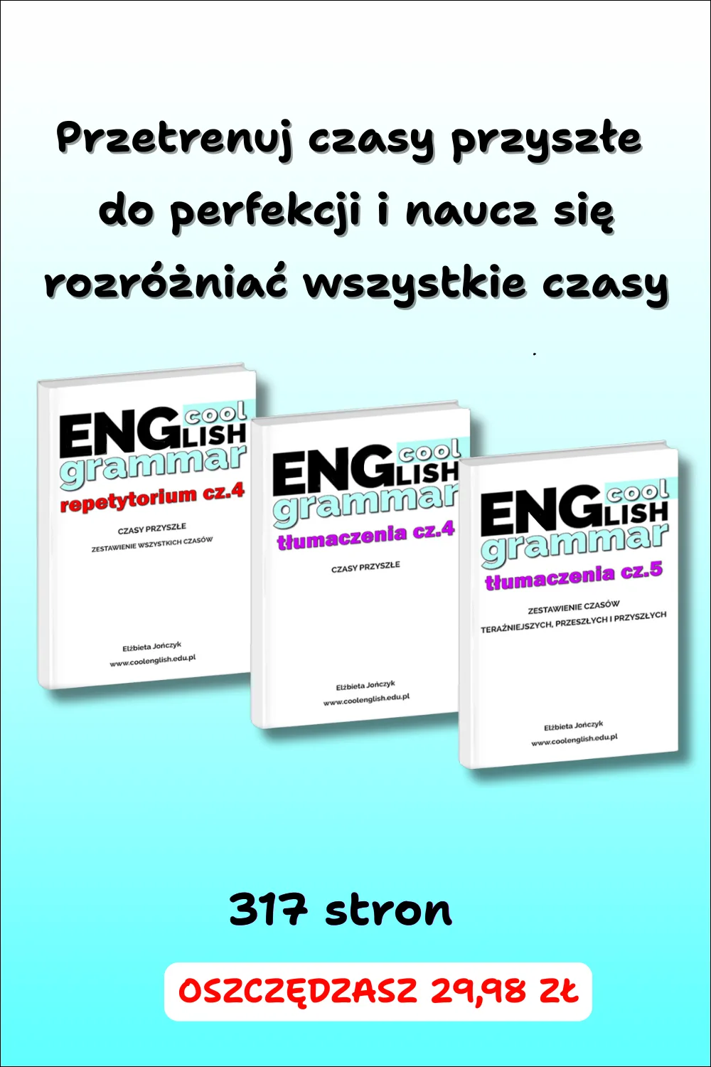 Wszystkie czasy przyszłe w angielskim oraz zestawienie wszystkich czasów w angielskim PDF – zestaw e-booków Repetytorium cz. 4 + Tłumaczenia cz. 4, cz.5 | Cool English