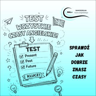 grafika informująca o darmowym teście z czasów angielskich