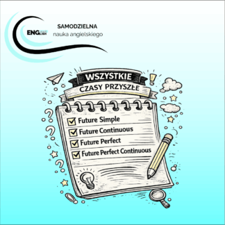 grafika informująca o zestawieniu wszystkich czasów przyszłych - samodzielna nauka angielskiego
