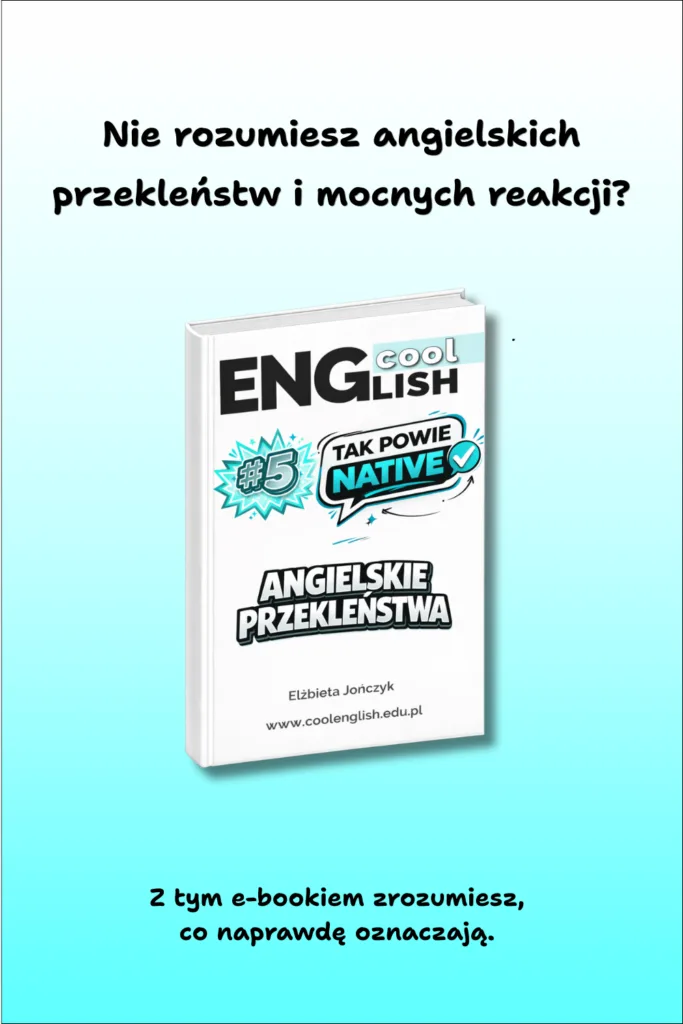 Okładka e-booka „Tak powie native #5 – Angielskie przekleństwa”, który uczy znaczenia naturalnych przekleństw i mocnych reakcji używanych przez native speakerów.
