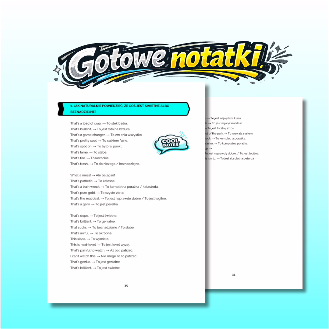 Cool English Tak powie native #2 Emocje i reakcje gotowe notatki