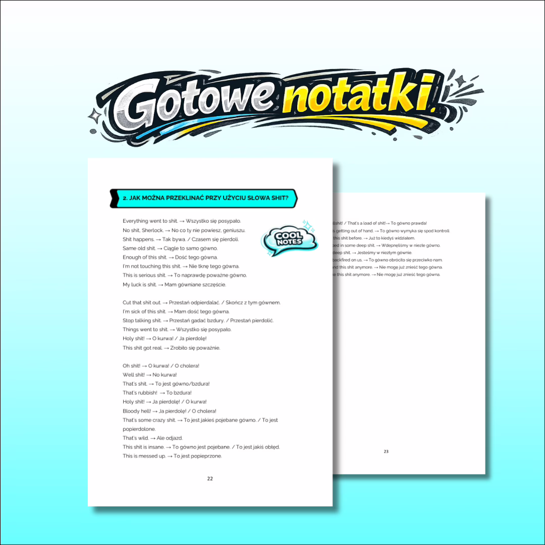 Cool English Tak powie native #5 Angielskie przekleństwa gotowe notatki