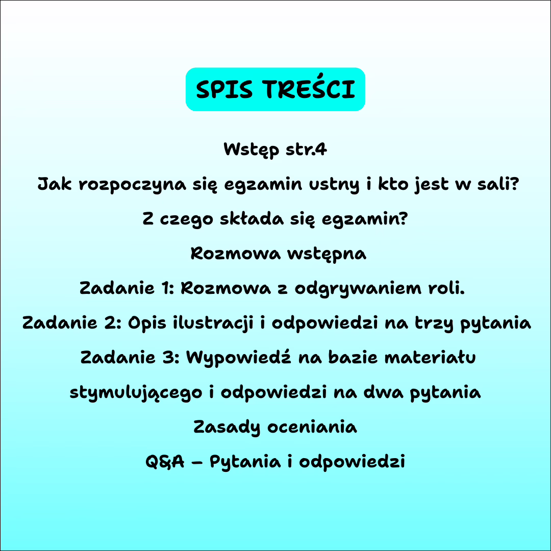 spis treści - ebook matura ustna z angielskiego krok po kroku