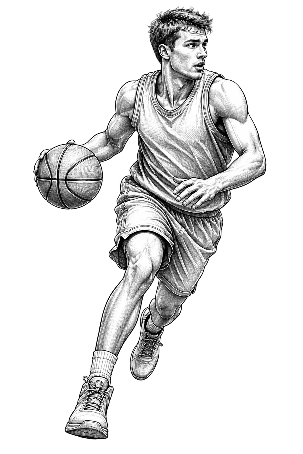 Ilustracja mężczyzny grającego w koszykówkę – dział Sport, słownictwo angielskie, darmowy kurs online z ćwiczeniami