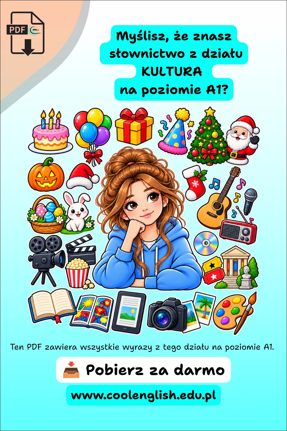 Najważniejsze słownictwo na poziomie A1 - dział KULTURA - Darmowy PDF