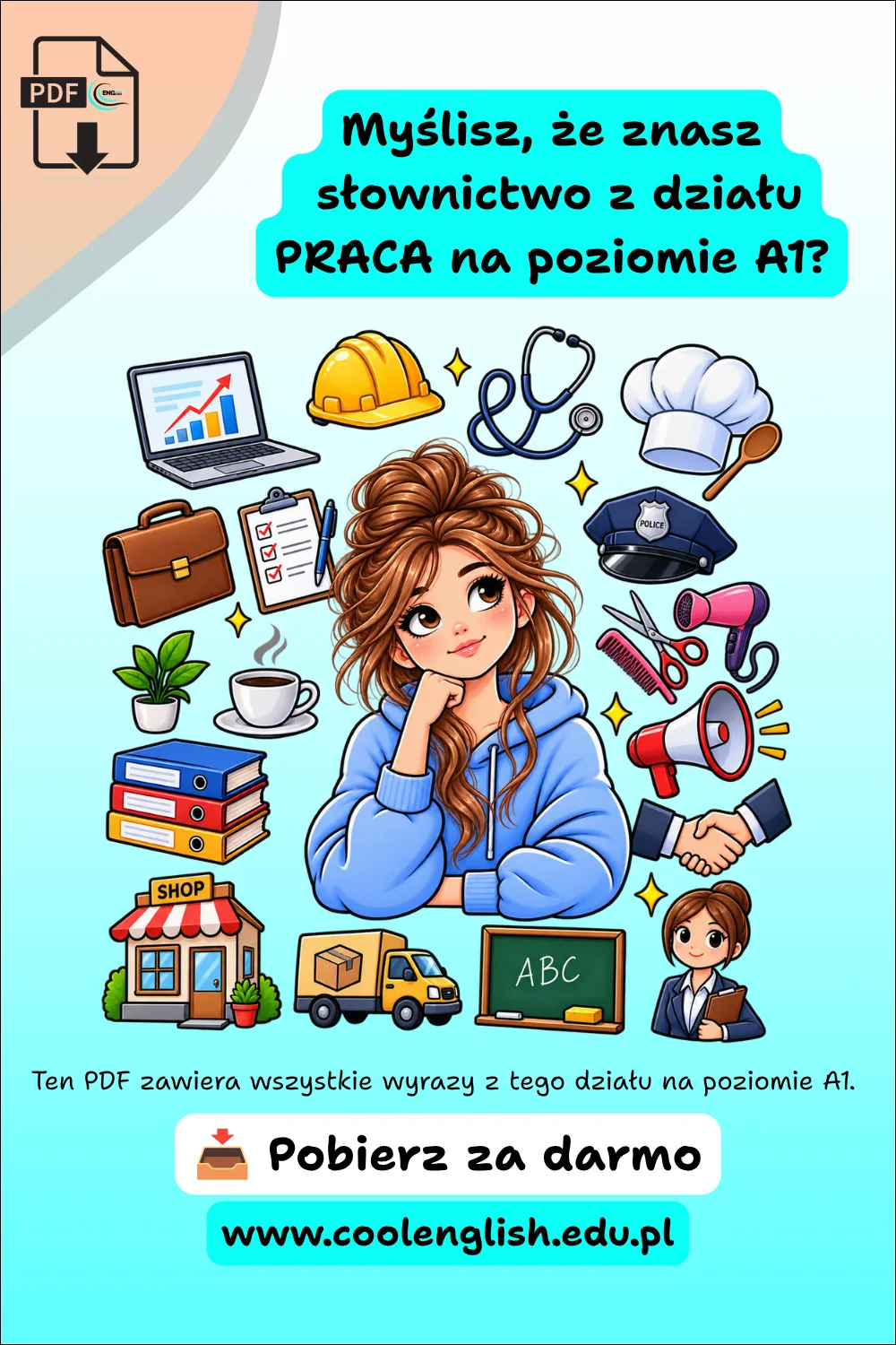 Najważniejsze słownictwo na poziomie A1 - dział PRACA - Darmowy PDF