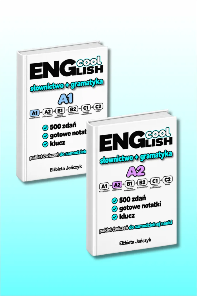 Okładki ebooków Cool English słownictwo + gramatyka zestaw A1 + A2